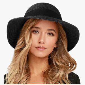 FURTALK Classic Wide-Brim Black Women's Sun Hat